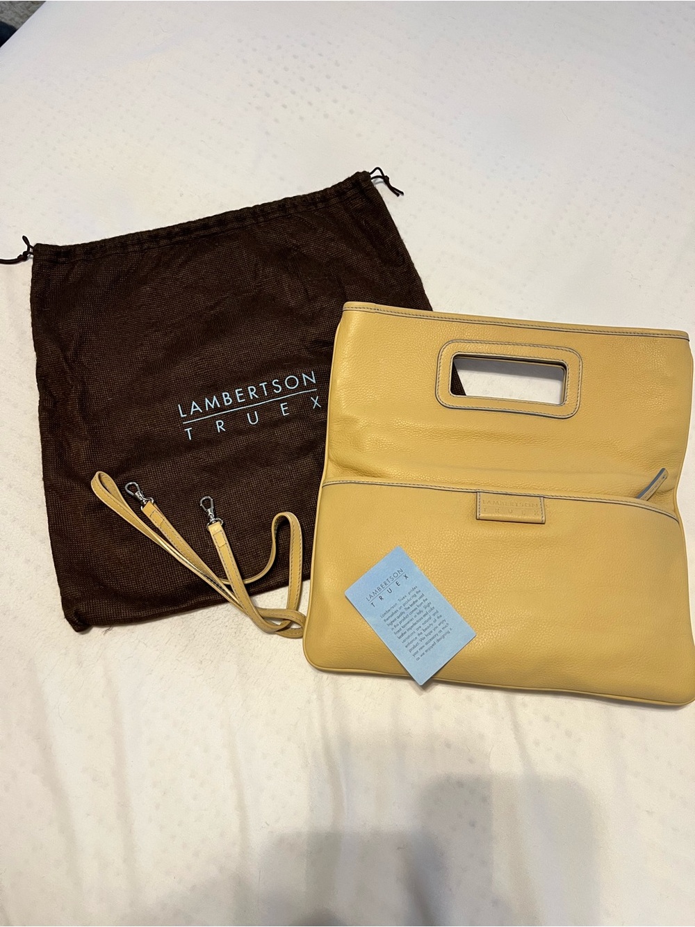 Lamberston Truex Yellow Leather Convertible Crossbody Bag
